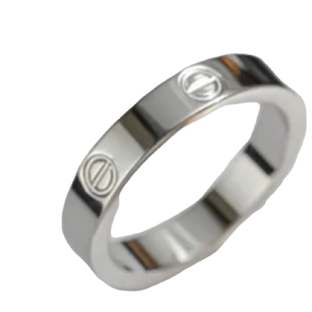 Retro Geometric Silver Stainless Steel Love Ring
